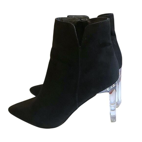 Marc New York Bootie Women’s SZ 9.5 M Black AMELIA Ankle Clear Heel Faux Suede - Picture 9 of 15